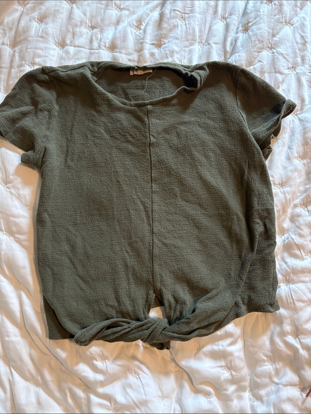 Madewell Olive Tie-Hem Short Sleeve Top